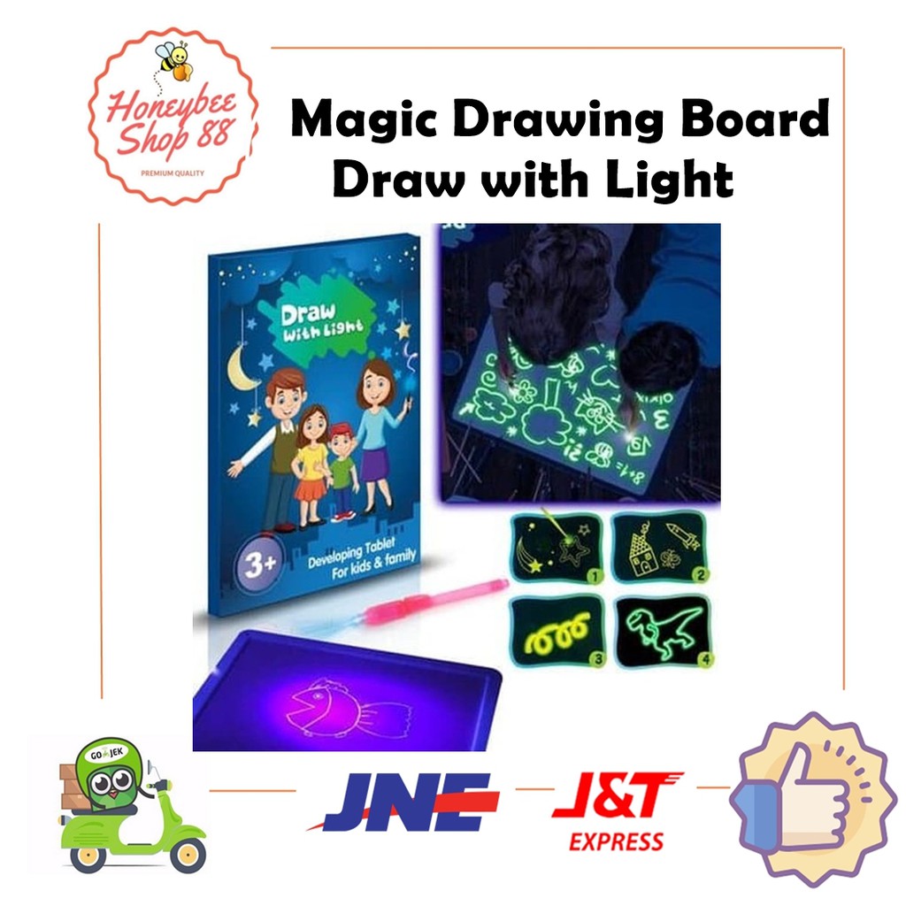 

MAINAN EDUKASI PAPAN TULIS AJAIB UKURAN A4 MAGIC DRAWING BOARD GLOWING BOARD DRAW IN THE DARK