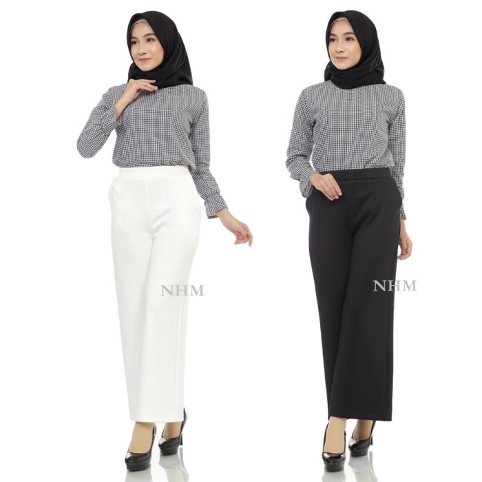 O93M2 Celana Kain Wanita Melar Model Murah Ui Kulot Pendek D Xw60 GF928 Celana Kulot Scuba Impor Hal