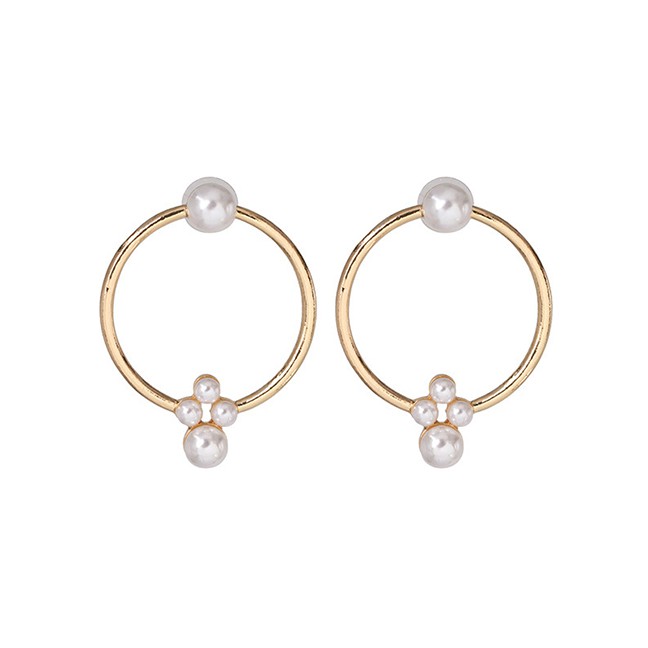 LRC Anting Tusuk Fashion Gold Pearl Earrings F49739