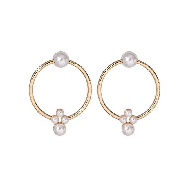 LRC Anting Tusuk Fashion Gold Pearl Earrings F49739