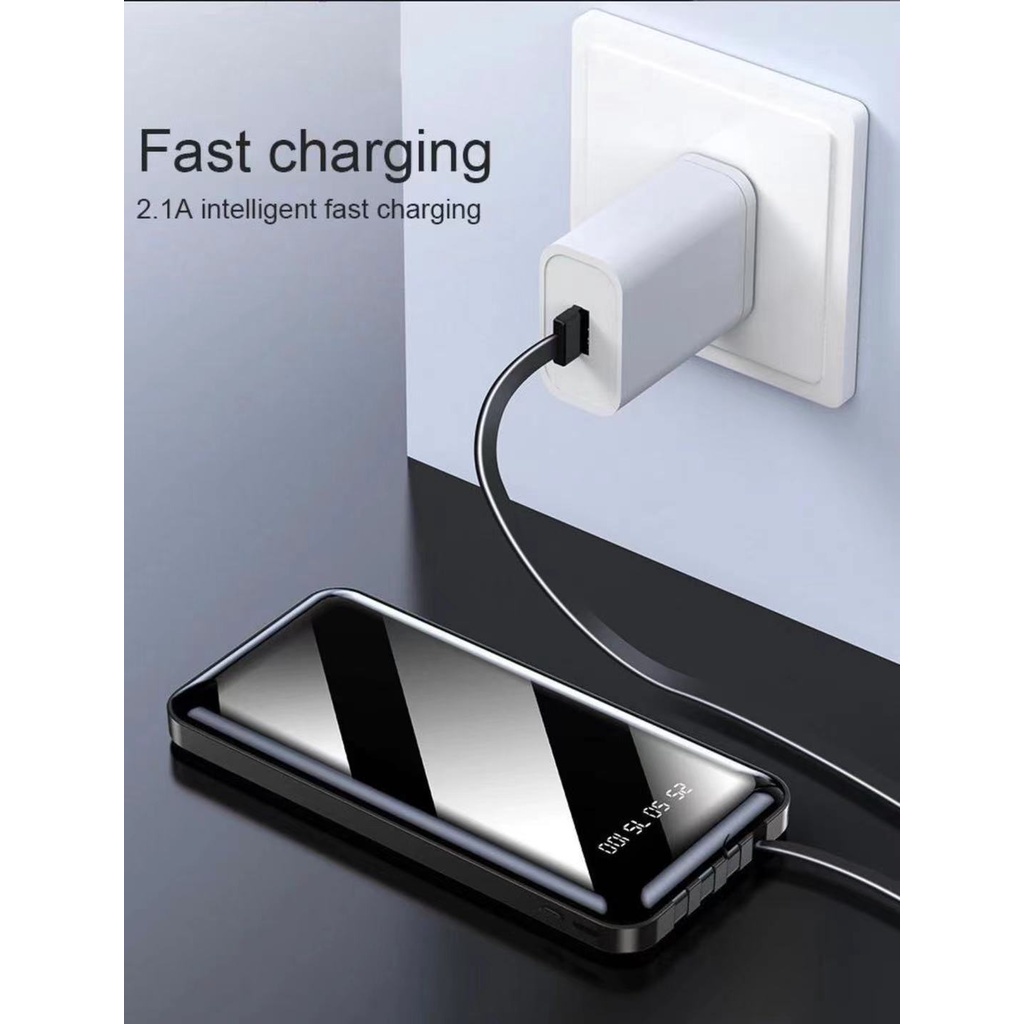 Powerbank 20000mAh 4 USB power bank Fast Charging Full Capacity Mini Dual USB Portable Digital Display LED Murah