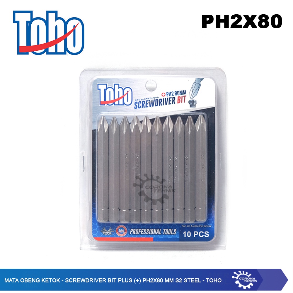 Toho - Mata Obeng Ketok - Screwdriver Bit Plus (+) PH2x80 mm S2 Steel