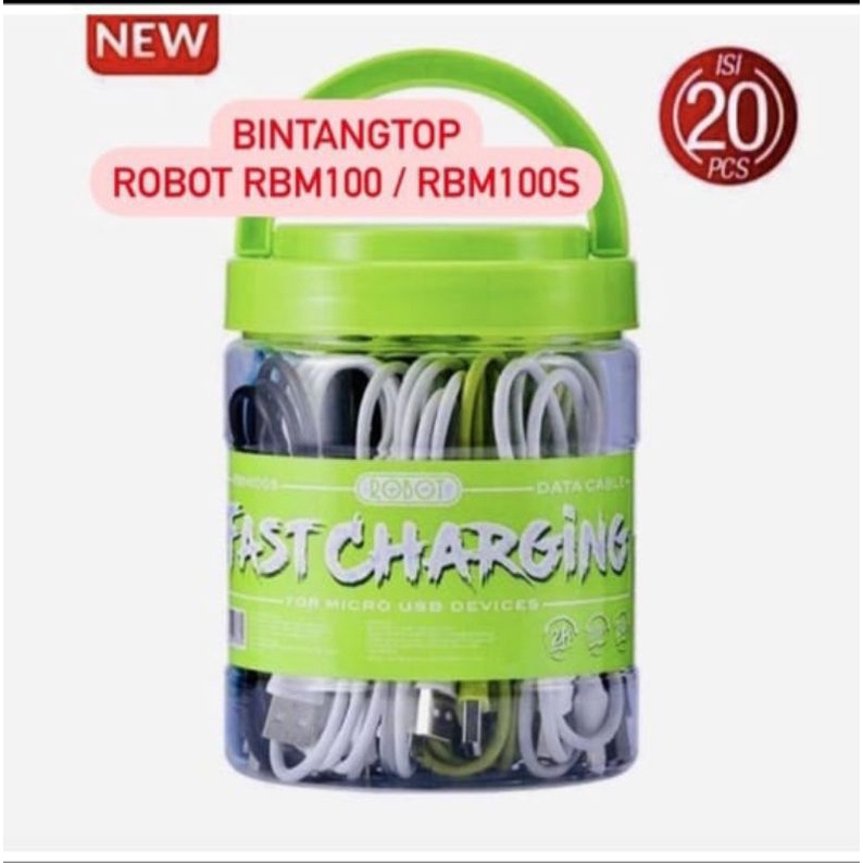 KABEL DATA ROBOT RMB 100S MICRO USB 2A 100 CM /KABEL DATA BULAT ROBOT RBM 100