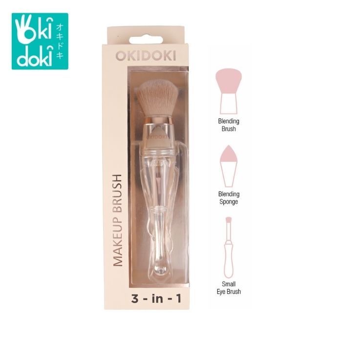 OKIDOKI Cosmetic Brush Complexion Trio Bus-0315 - Kuas & Sponge 3 in 1