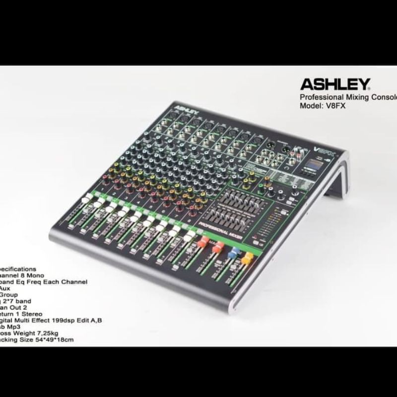 Mixer Audio ASHLEY V8FX USB ORIGINAL8 Channel Full Mono