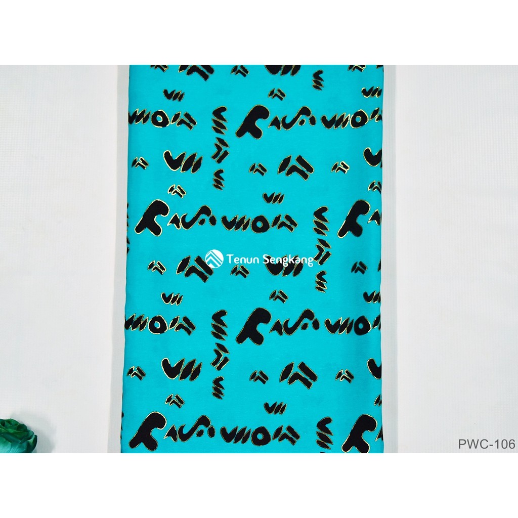 Kain Tenun Batik Lontara Bugis Makassar Halus Toska - Tenun Sengkang PWC-106 (Harga per 0,5 Meter)