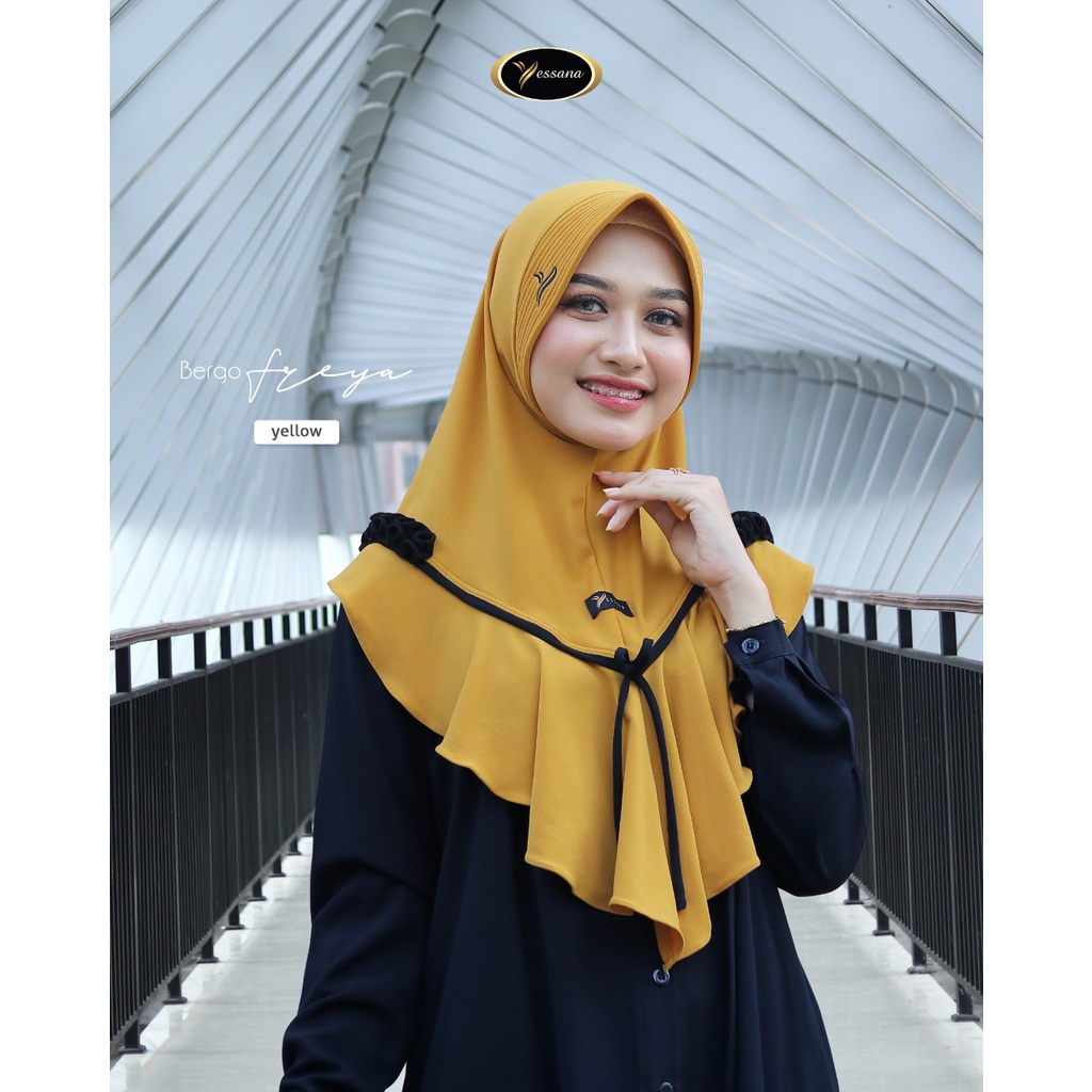 FREYA daily bergo aksen kombinasi warna list pita Ruffle Yessana Hijab Ori Murah