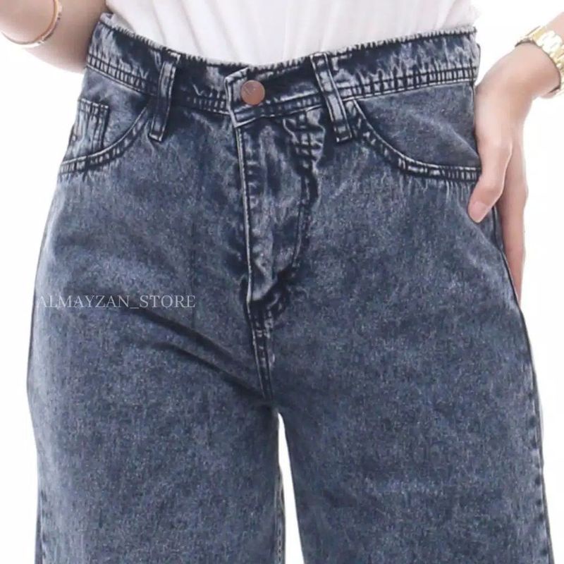 Kulot Jumbo Highwaist Jean Wanita Loose Snow Jumbo Big Size 31-38