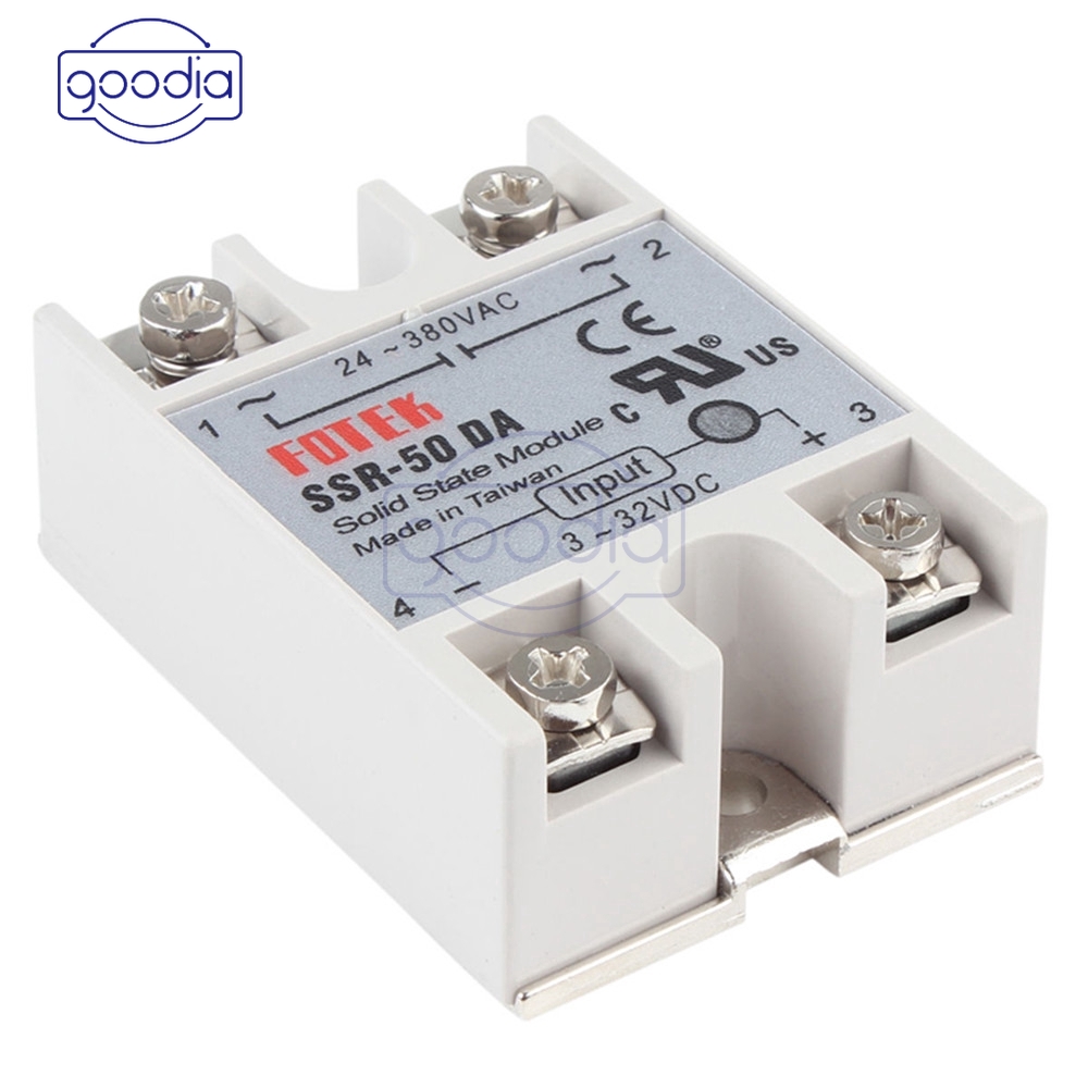 Modul Relay Solid State Ssr-50Da 3v~32v Dc Ke Ac 24v~380v 50a 250v Dengan Led 3~25ma