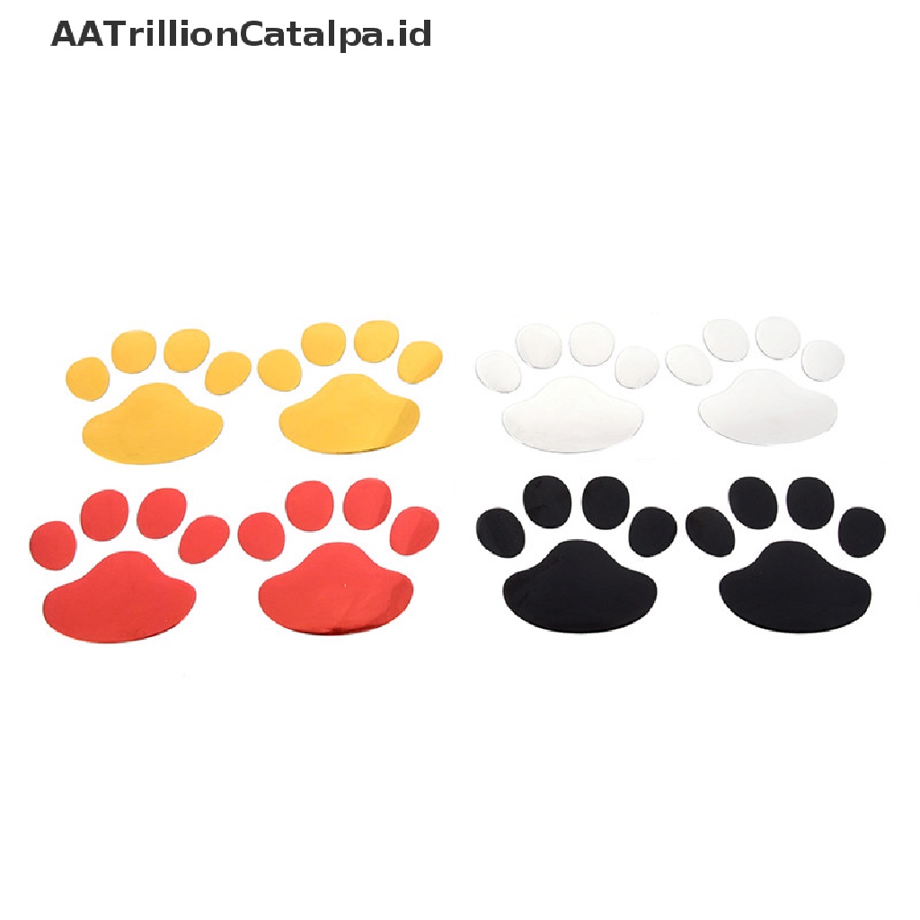 Aatrillioncatalpa 2pcs Stiker Motif Jejak Kaki Anjing 3D Untuk Dekorasi Mobilmotor