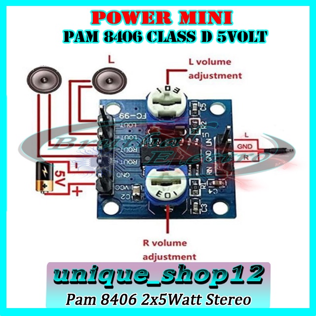 Jual PAM 8406 Power Amplifier Digital Class D 2x5Watt Shopee Indonesia