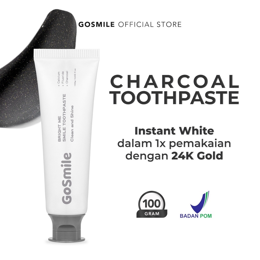 Go Smile Bright Me Smile Charcoal Toothpaste Pasta Gigi Charcoal - PREMIUM TOOTHPASTE | Untuk Memutihkan dan Mencegah Gigi Berlubang [BPOM]