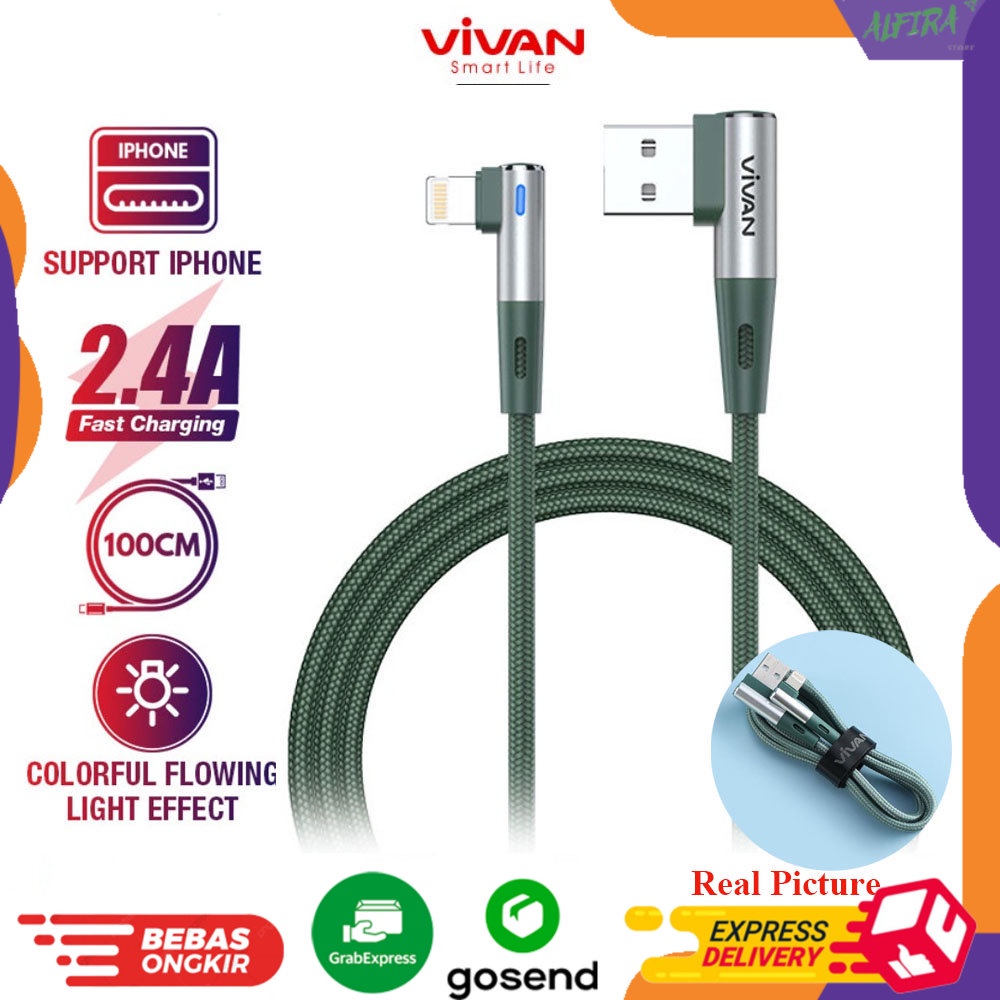 VIVAN Kabel Data GAMING Lightning Fast Charging Siku 2.4A - 1M - Garansi 1 Tahun - BWL100S