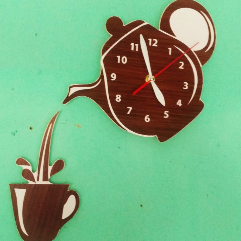 jam dinding minimalis teko cangkir