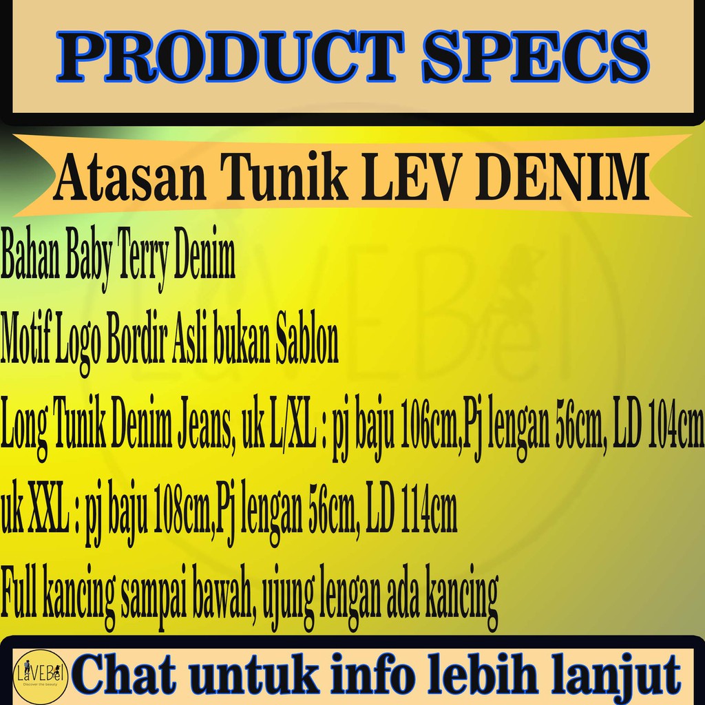 LVB Baju Atasan Tunik Wanita / Atasan Muslim Wanita / Long Uk.XL - XXL LEV DENIM TUNIK 16353 16356