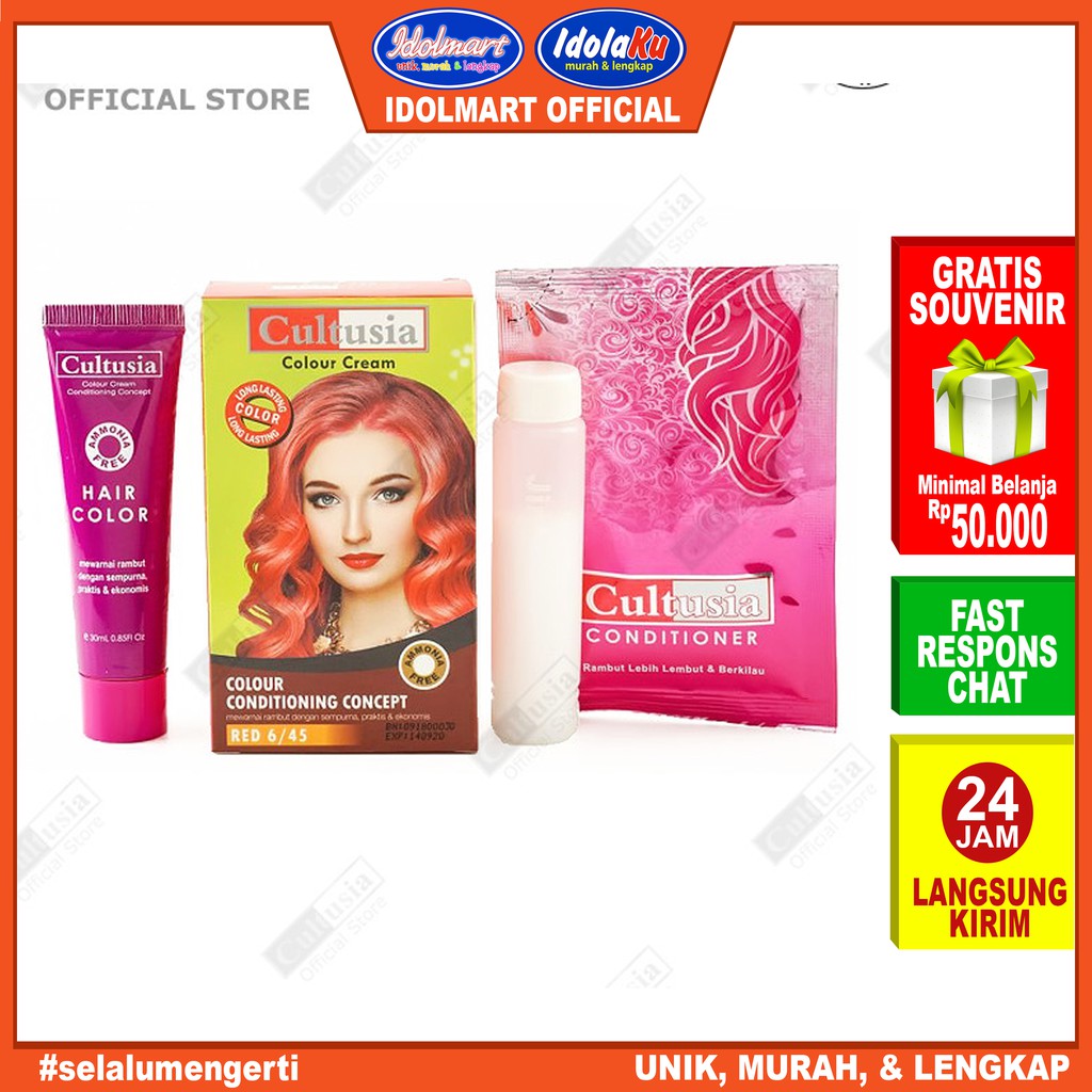 IDOLAKU Pewarna rambut Cultusia Hair Color Red 6/45 30 ML