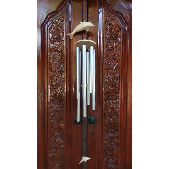 Lonceng Kerincingan gantung lumba-lumba besar wind chime bel aluminium