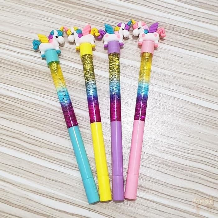 

Pulpen GLITTER UNICORN pena lucu sparkling shine fancy gel pen unik MG