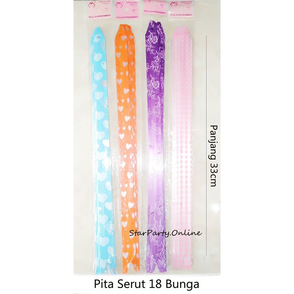 Pita Serut Harga per 10 pcs 18mm Bunga /Garis