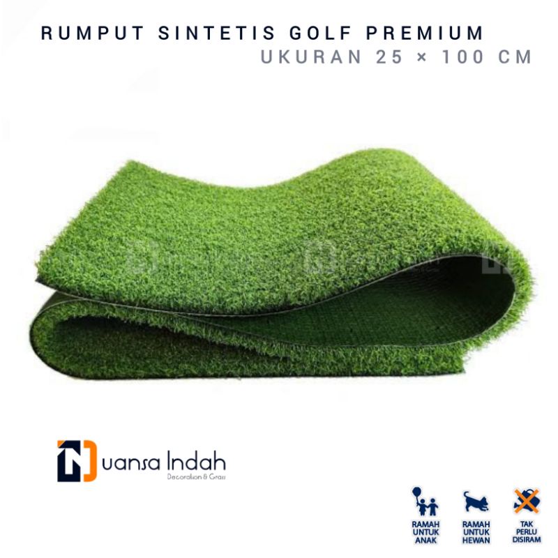 rumput sintetis type golf premium ukuran 25x100 cm