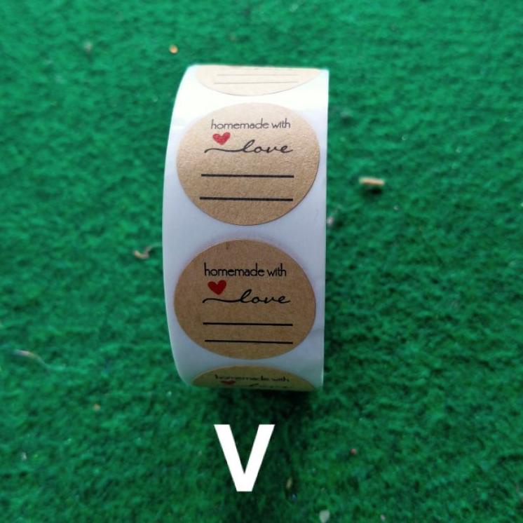 

ㅺ Harga 1 roll (500 pcs) sticker label thank you dan handmade with love untuk kue cookies dan packaging ol shop /N9MRP Terbatas