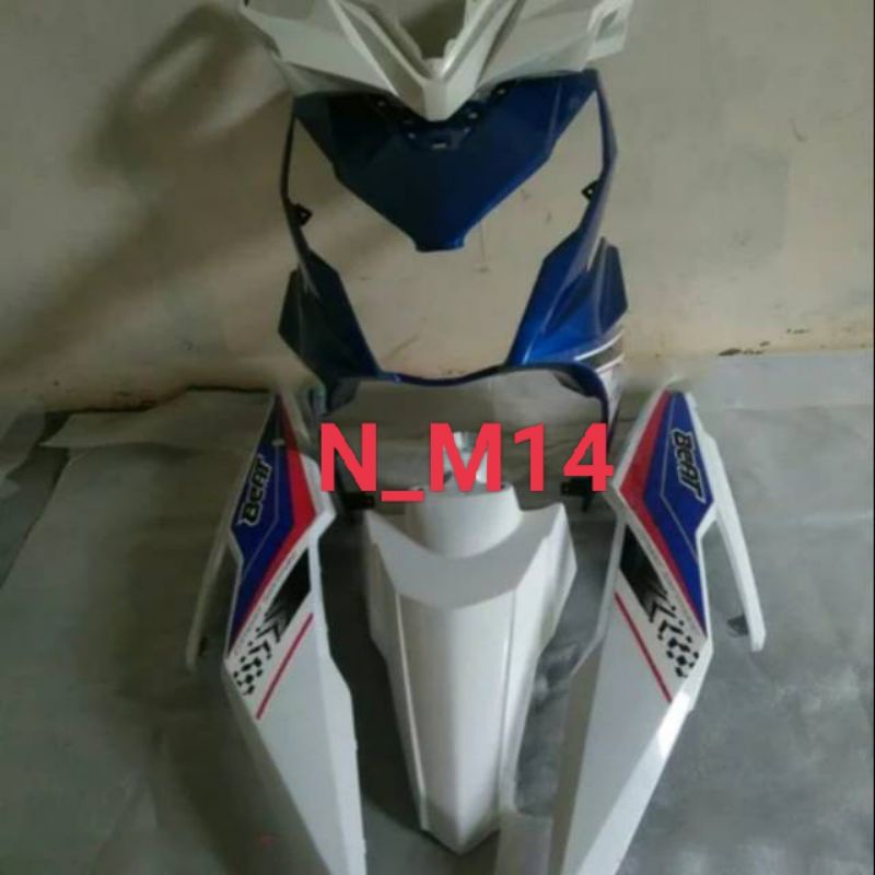 Cover body full halus beat esp 2017-2019 biru putih plus striping