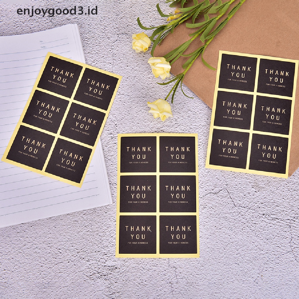 60pcs Stiker Kertas Kraft Tulisan Thank You Untuk Dekorasi Kue