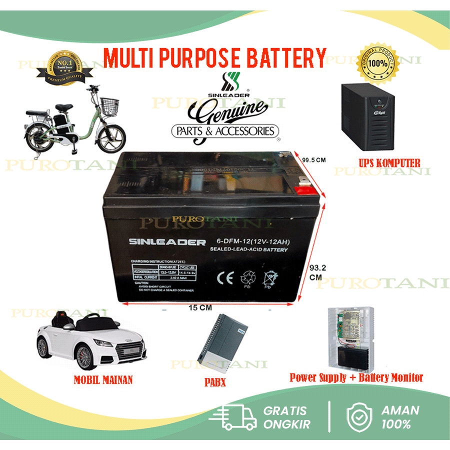 Aki UPS Sprayer sepeda listrik aki selis 12v 12ah baterai sepeda listrik motor listrik