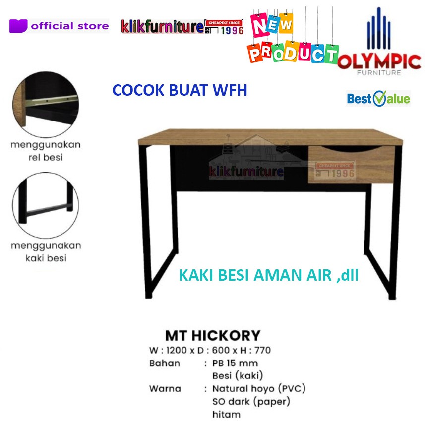 Meja Tulis Meja Kantor Kaki Besi MTS HICKORY Olympic