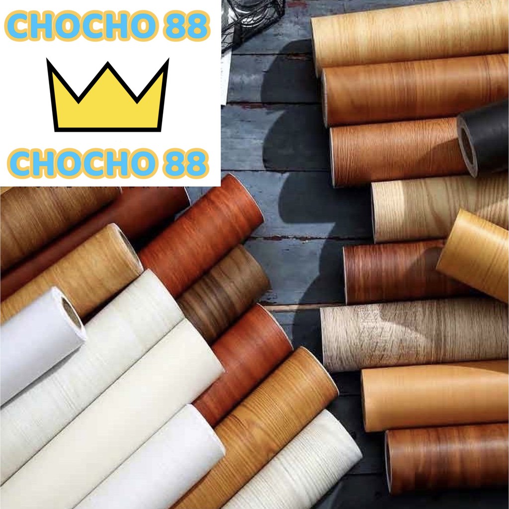 Wallpaper Sticker Motif Kayu Jati Coklat Stiker Dinding Pelapis Lemari Dengan Serat 100cmx60cm