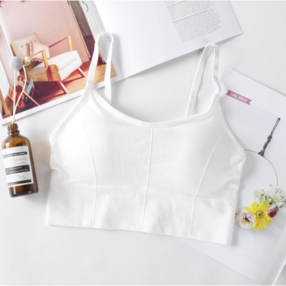 HC Bra Sport Wanita tanpa kawat Model Seamless kode B400 dengan Tali Strap Isi Busa Bergaya Sexy-HC3501 PUTIH