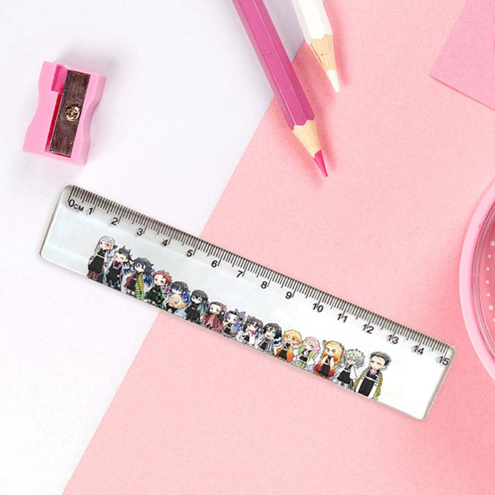 ELEGANT Cartoon Ruler Painting Demon Slayer Measure Ruler Agatsuma Zenitsu Kimetsu No Yaiba Office School Supplies Students Acrylic Kamado Nezuko Anime Stationery