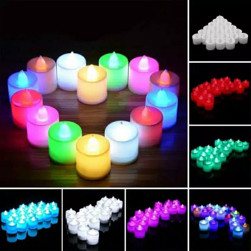 Lampu lilin LED mini nyala warna warni elektrik rgb rainbow kedap kedip lampu hias tidur dekorasi