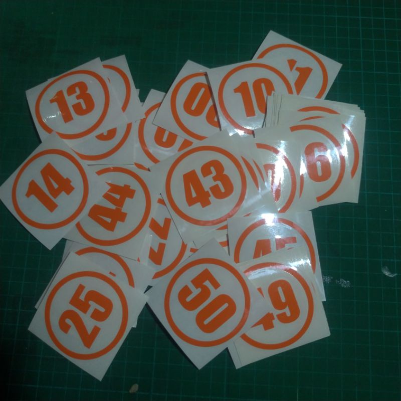 

STIKER MODEL CUTTING ANGKA BULAT UKURAN DIAMETER 9 CM BAHAN ORACAL GLOSSY