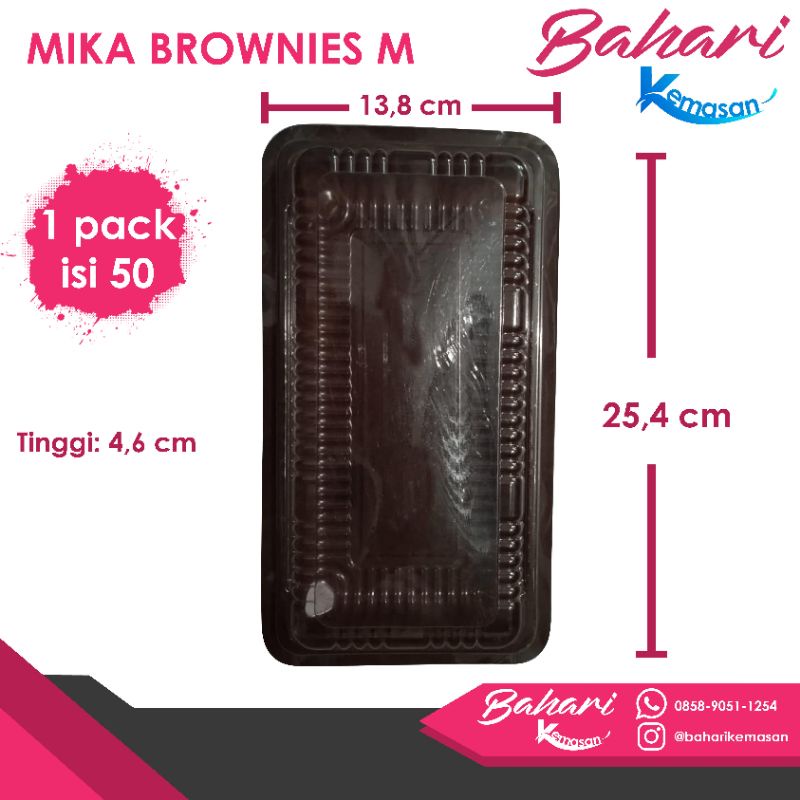 KOTAK PLASTIK MIKA KUE BROWNIES M isi 50