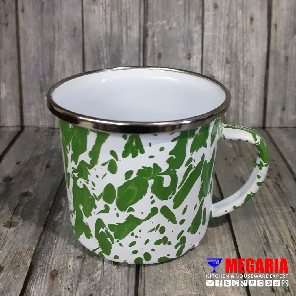 Mug Kaleng Enamel Loreng Hijau