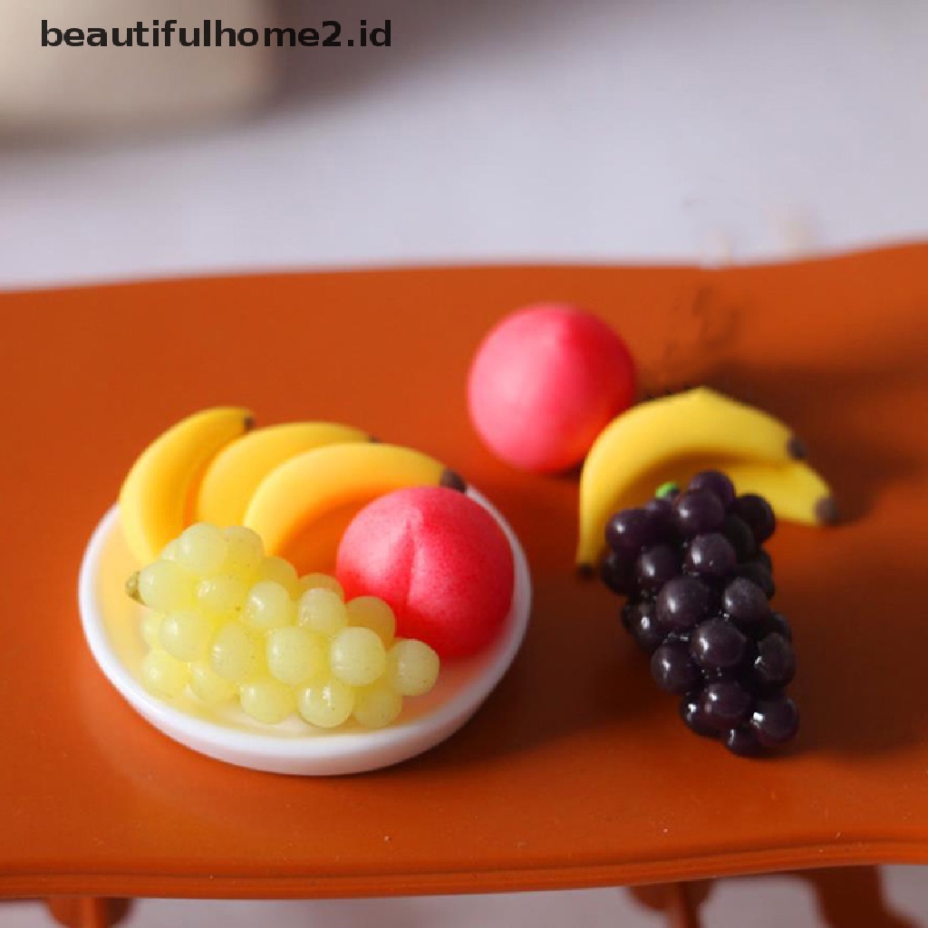 (Beautifulhome2) Buku Literatur Bahasa MandarinId 6pcs Miniatur Buah Anggur / Pisang / Peach Untuk Dapur Rumah Boneka