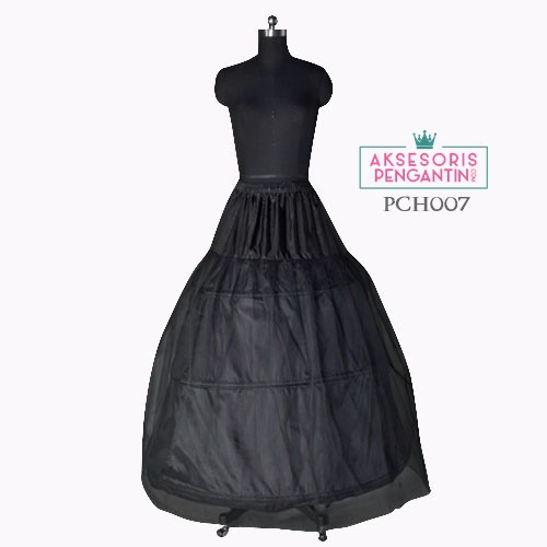 [BISA COD] PETTYCOAT ROK DALAMAN PETTICOAT 3 RING LOLITA SKIRT PREMIUM HITAM PCH007