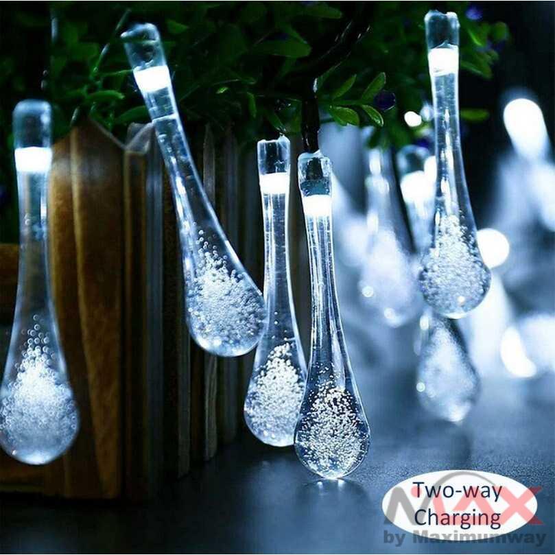 Lampu Tumblr Hias Taman efek kristal es tetesan air hujan tenaga surya 6.5M isi 30 LED anti air TaffLED Raindrop Lampu Hias Solar Panel lampu selang - SP0 IP65 Solar Light Garden/Solar Lamp Outdoor Waterproof Water Droplet Led Bulb Home Christmas