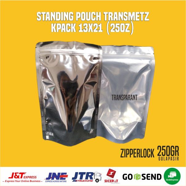 [50PCS] kemasan standing pouch kombinasi silver 13x21 kpack