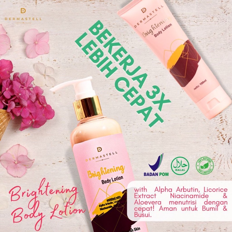 3x LEBIH CEPAT  DERMASTEL BRIGTENING BODY LOTION 250ML