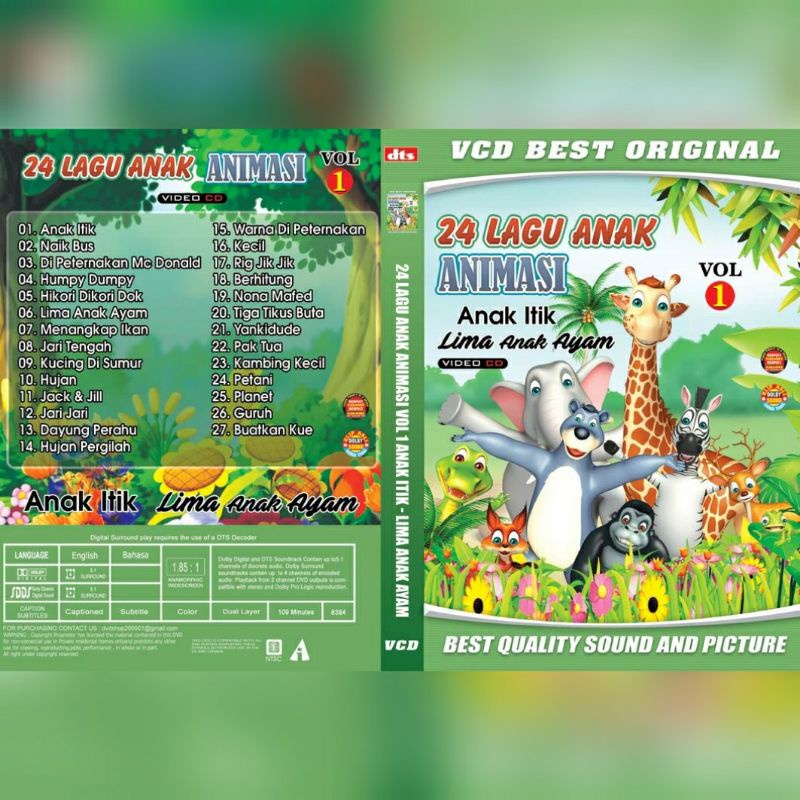 Kaset VCD 24 LAGU ANAK ANIMASI VOL 1 - HD