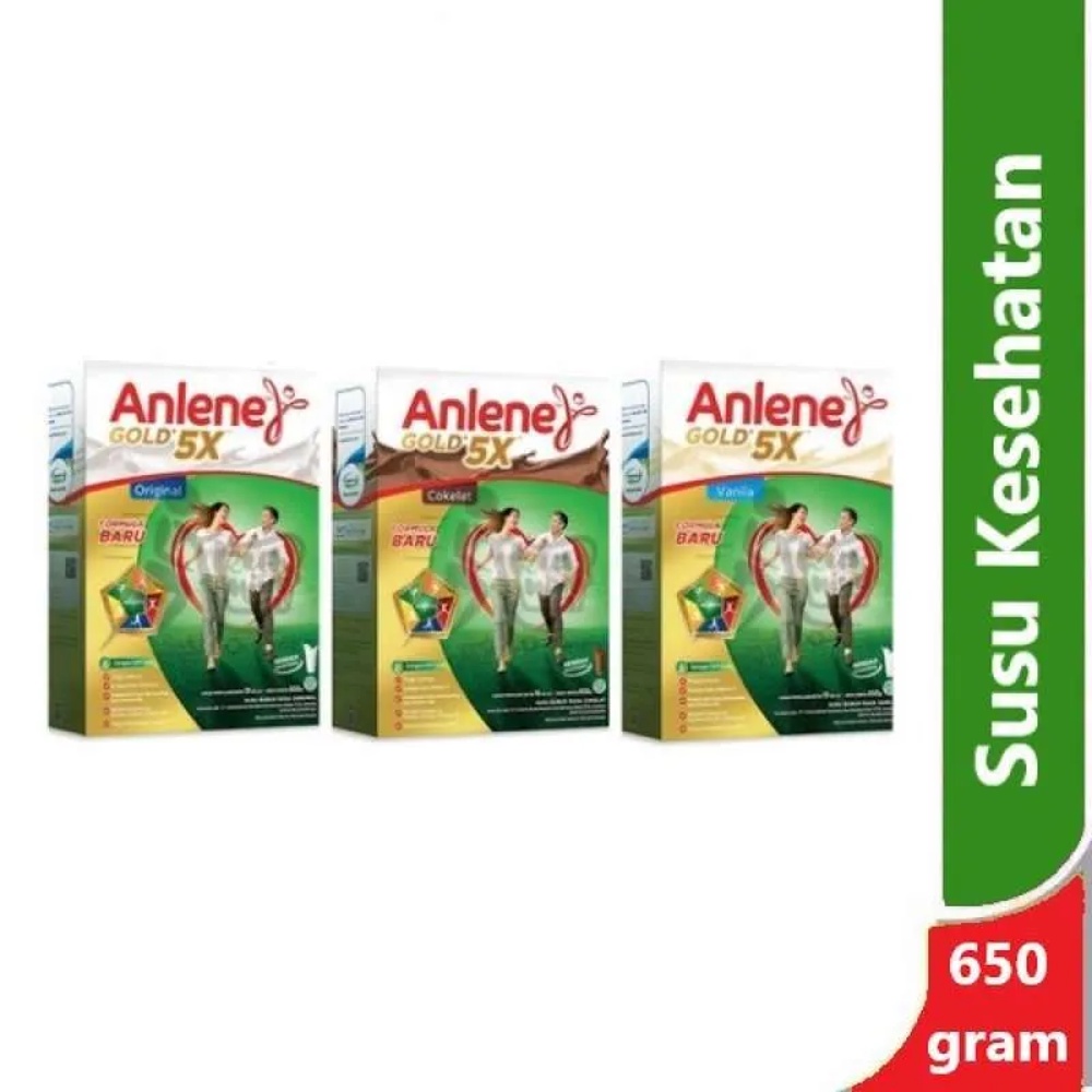 

Anlene Gold 5X All Coklat/vanilla/Hi-Calcium All Varian 650 Gram [DUS x 12 Pcs]