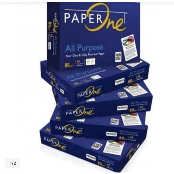 

Paper One A4 80 Gram / 1 Box ( 5 rim)/ Khusus Gosend / Grab Express KERTAS HVS