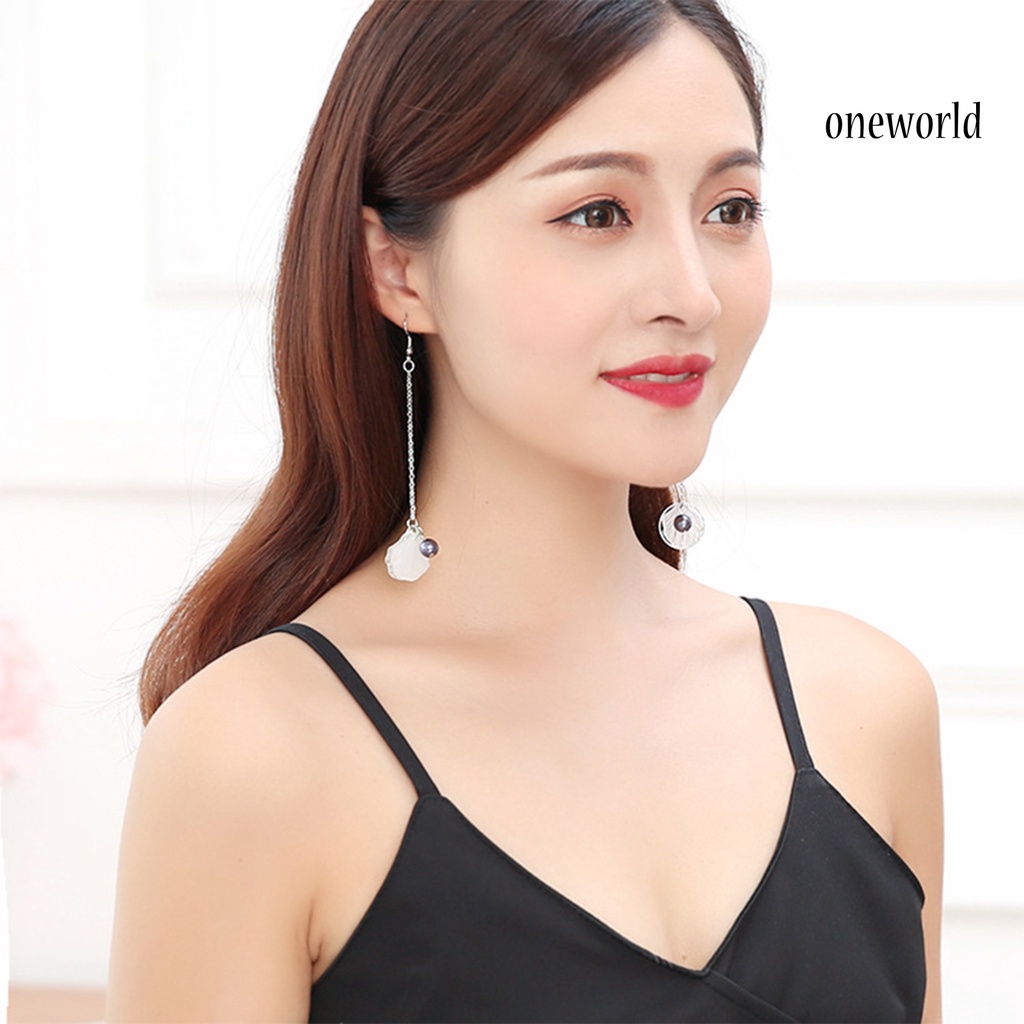 OW@ 1 Pair Women Flower Petal Bell Shape Hook Dangle Earrings for Wedding Party