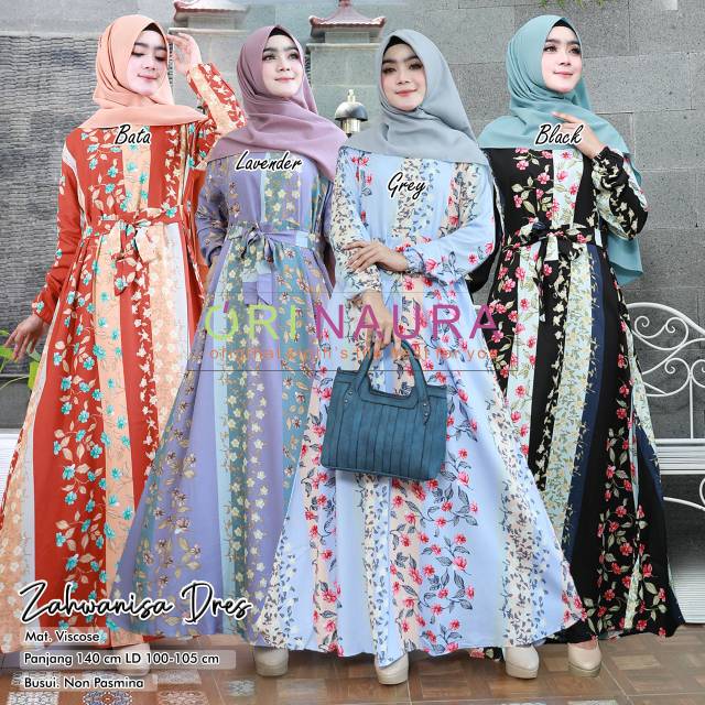 Zahwanisa Dress by Ori Naura / Gamis Viscose Motif