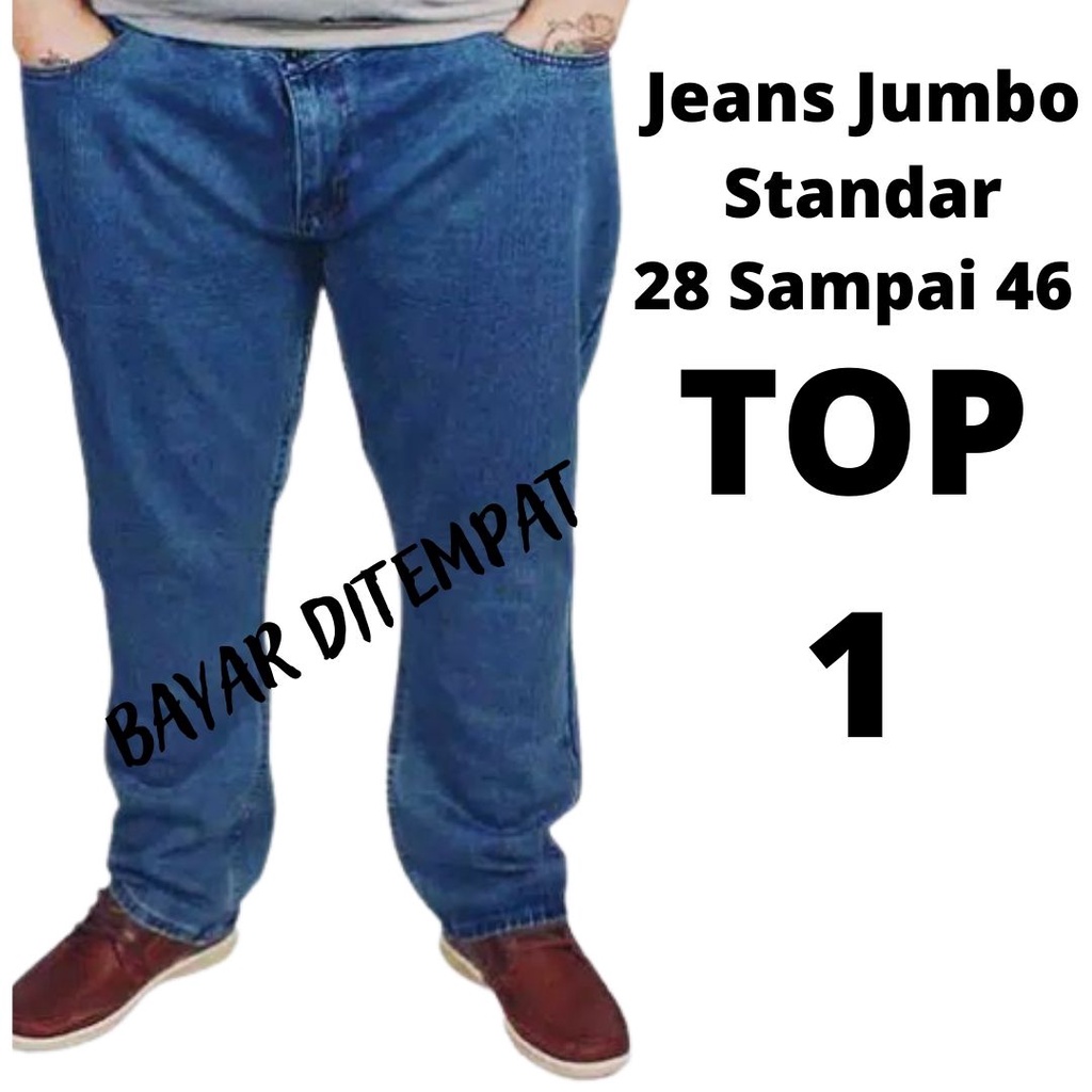 Celana Jeans Jumbo pria Jeans Jumbo Celana Panjang Pria BB 70-140 Kg Size:33-46