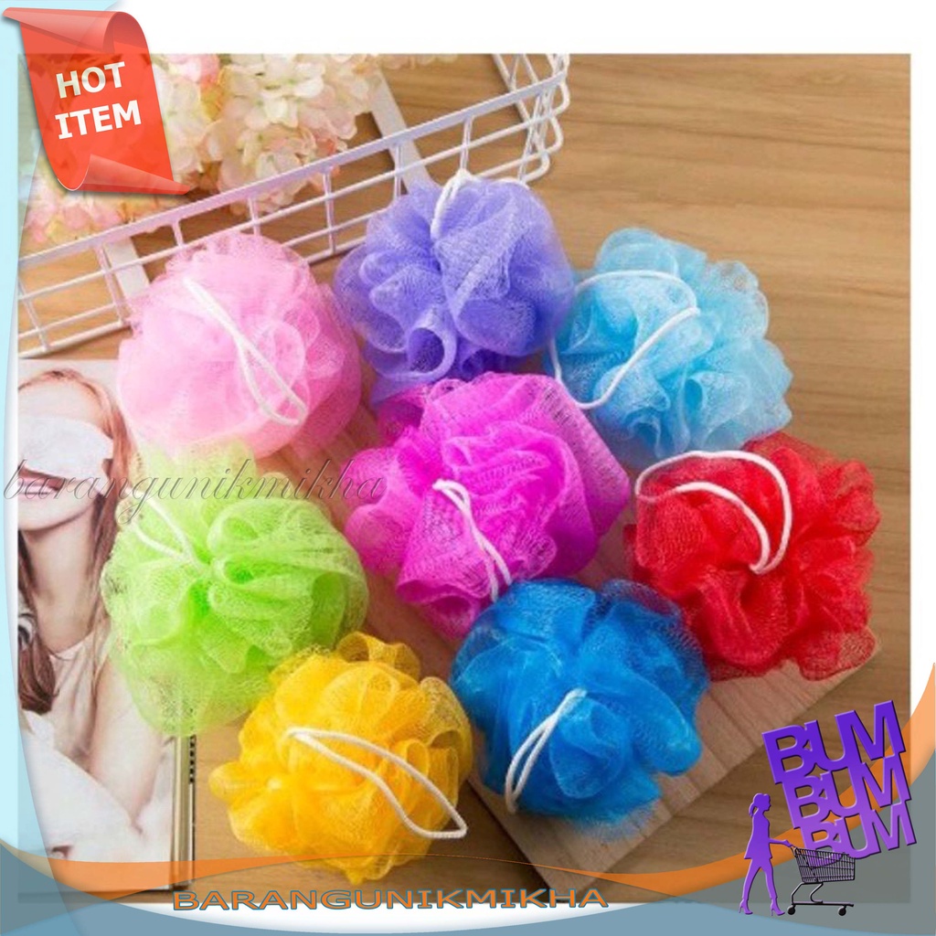 SPONS MANDI JARING / SPON MANDI GOSOK / SPONGE MANDI SHOWER NET / SPONS JARING WARNA / BATH PUFF