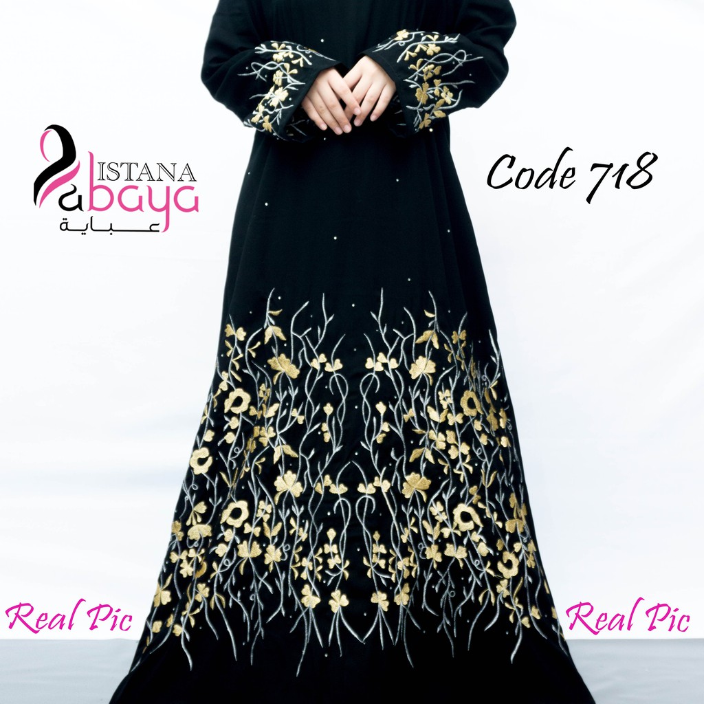 promo gamis jubah bordir cantik padi emas perak. code : 718