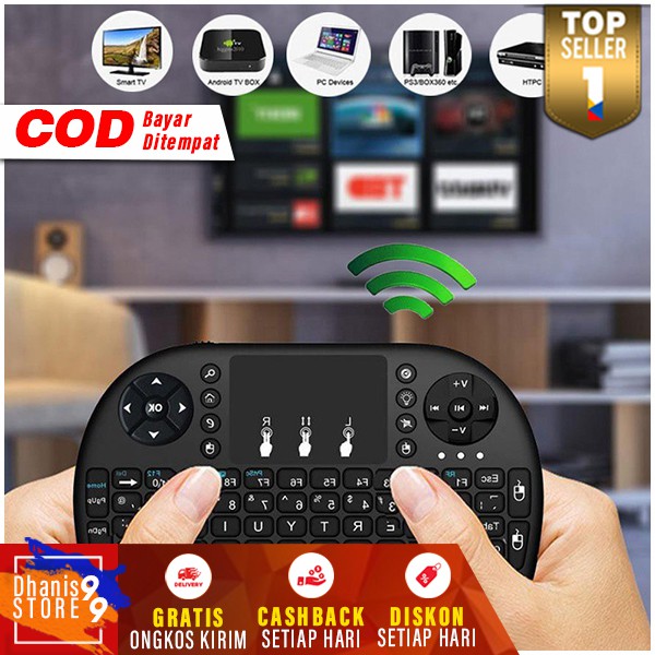 Mini Keyboard Wireless 2.4GHz dengan Touch Pad&amp;Mouse Wireles Keybord ke PC laptop Komputer